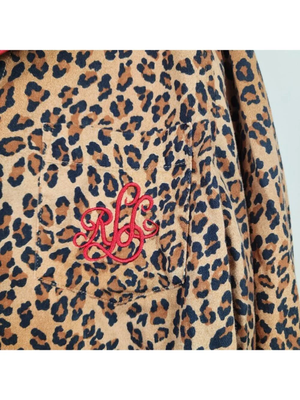 Lauren Ralph Lauren sz XL women pajama top animal print embroidered logo pocket